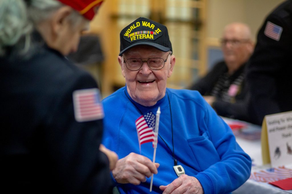 WWII Veteran Senior Receives Flag at Timbers of Shorewood