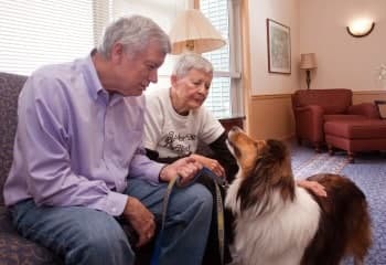 Barb Carson with Therapy Dog at the Timbers