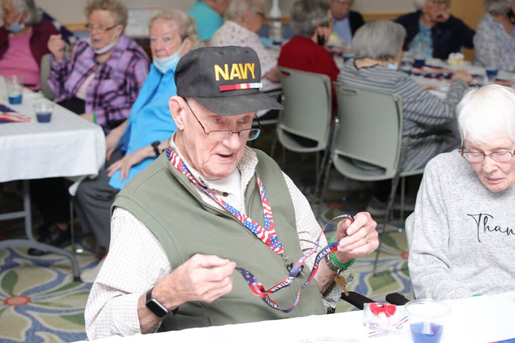 John Dixon opens gift on Veterans Day