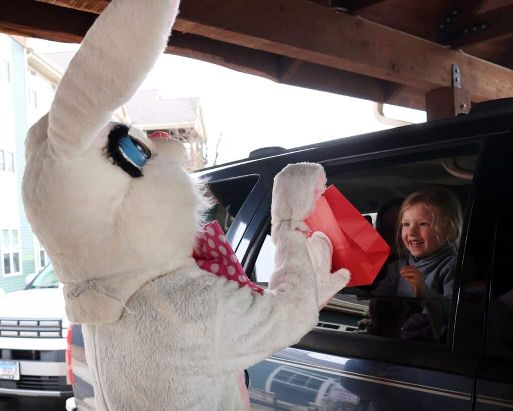 Hippity-Hop Easter Bunny Lane Drive Up at the Timbers of Shorewood