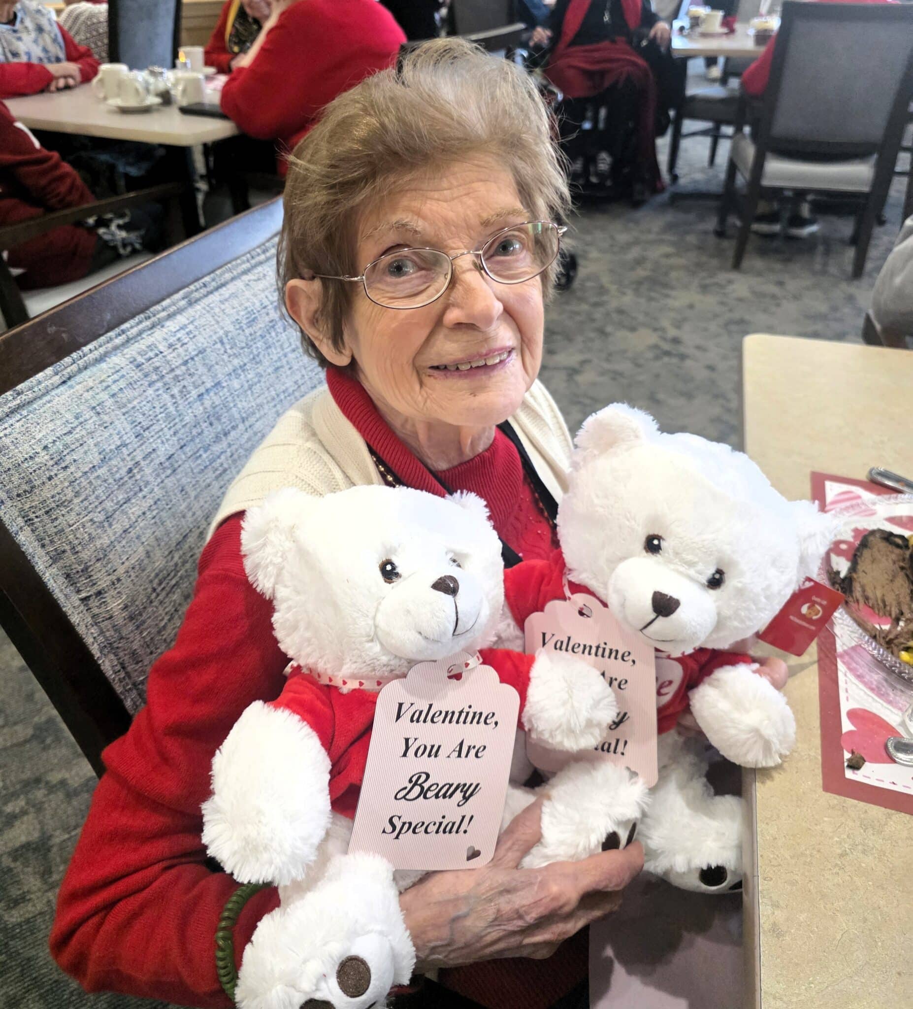 Timbers resident with Hugs Bears for Fundraiser
